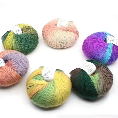 2-Piece Set of Rainbow Color Lana Cashmere Knitting Yarn | 50g | Yarn Casa