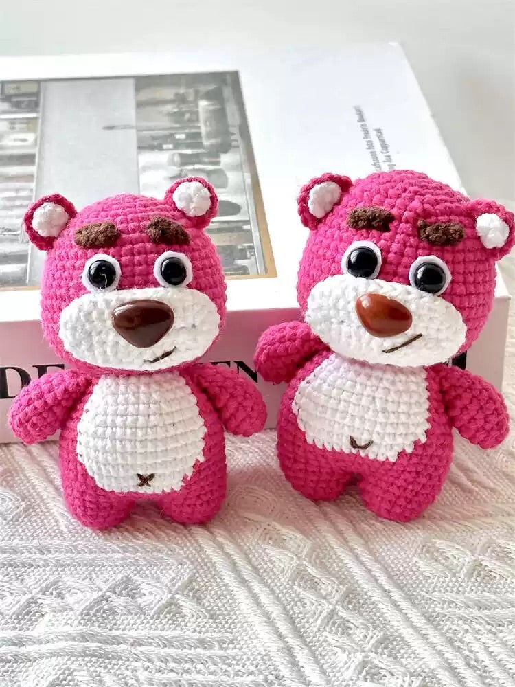 Strawberry Bear Crochet Woolen Doll | DIY Material Kit | Handmade Finished Product | Yarn Casa