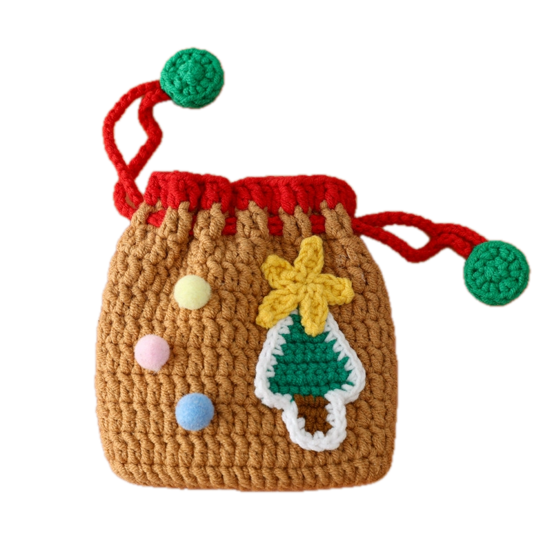 Christmas Crochet Woolen Purse | Elk and Tree and Santa | DIY Material Kit | Handmade Finished Product | Yarn Casa