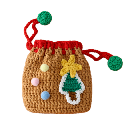 Christmas Crochet Woolen Purse | Elk and Tree and Santa | DIY Material Kit | Handmade Finished Product | Yarn Casa