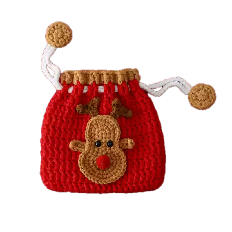 Christmas Crochet Woolen Purse | Elk and Tree and Santa | DIY Material Kit | Handmade Finished Product | Yarn Casa