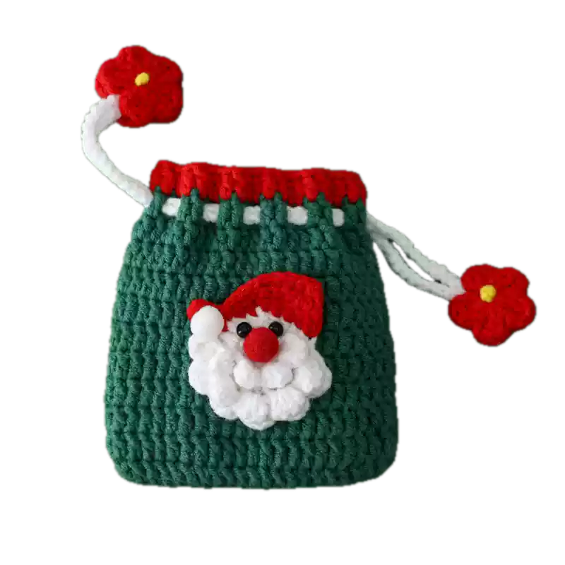 Christmas Crochet Woolen Purse | Elk and Tree and Santa | DIY Material Kit | Handmade Finished Product | Yarn Casa