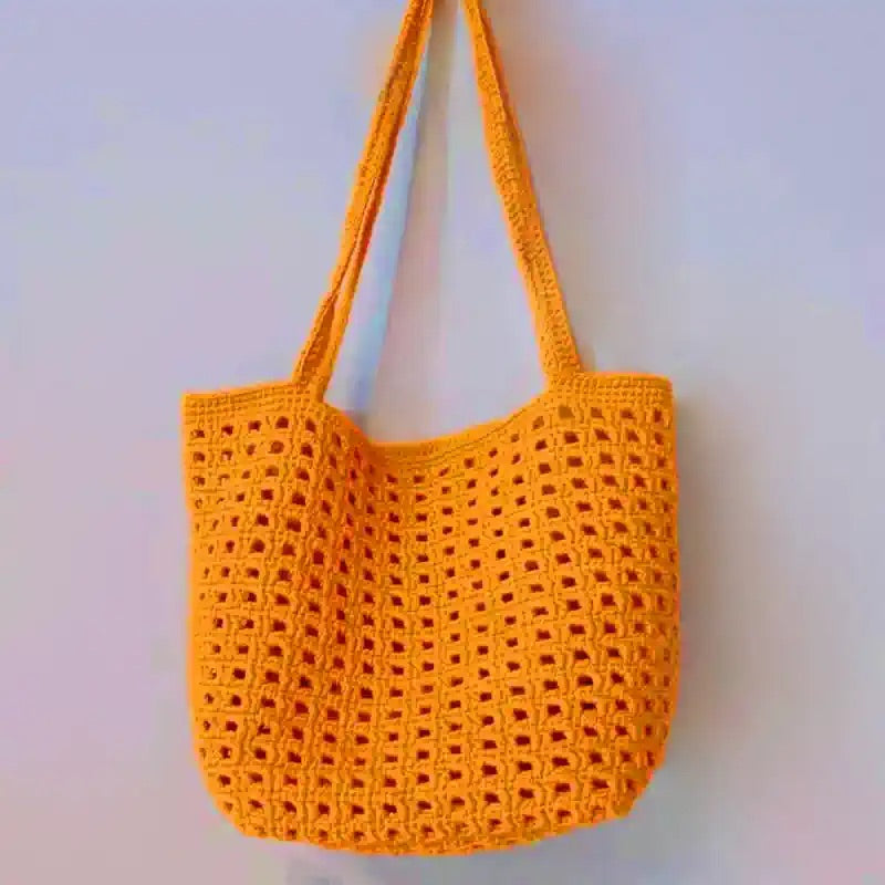 Woolen Waffle Patterned Hollow Mesh Shoulder Bag | DIY Material Kit | Finished Product | Yarn Casa